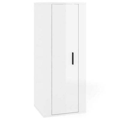 vidaXL ТВ шкаф за стенен монтаж, бял гланц, 40x34,5x100 см