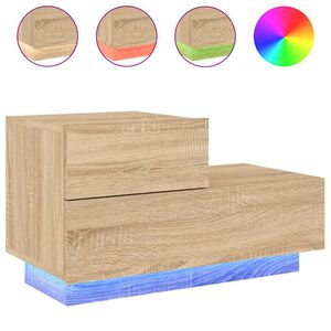 vidaXL Нощно шкафче с LED осветление, дъб сонома, 70x36x40,5 см