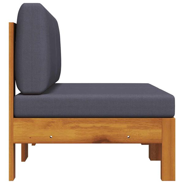 vidaXL Средни дивани 2 части с тъмносиви възглавници акация масив