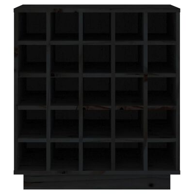 vidaXL Шкаф за вино, черен, 55,5x34x61 см, борово дърво масив