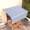 vidaXL Автоматично прибиращ се сенник с щора, 4,5x3 м, синьо и бяло