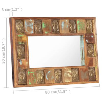 vidaXL Огледало с рамка Буда, 80х50 см, регенерирано дърво масив