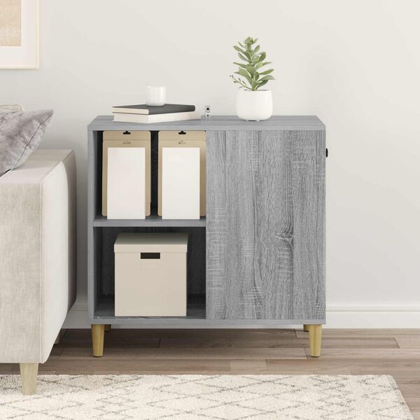 vidaXL Къща за котки Сив Сонома 72 x 42.5 x 70 см Инженерно дърво