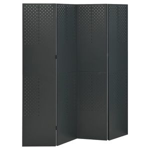 vidaXL Параван за стая, 4 панела, антрацит, 160x180 см, стомана