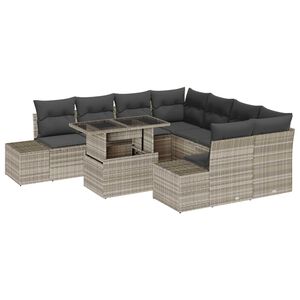 vidaXL Градински Софа Комплект 9 pcs Светло сиво и тъмно сиво