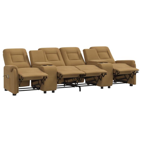 vidaXL 4-местен масажен реклайнер с държачи за чаши, таупе