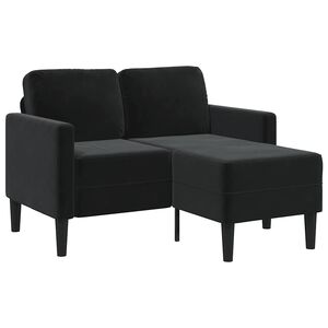 vidaXL Двуместен диван с шезлонг, L-образен, черен, 125 см, кадифе