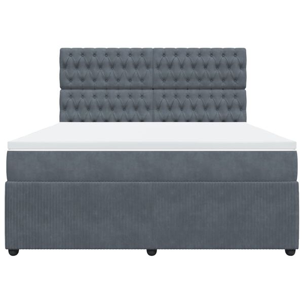 vidaXL Боксспринг легло с матрак, тъмносиво, 180x200 см, кадифе