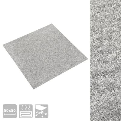 vidaXL Килимни плочки за под, 20 бр, 5 м², 50x50 см, светлосиви