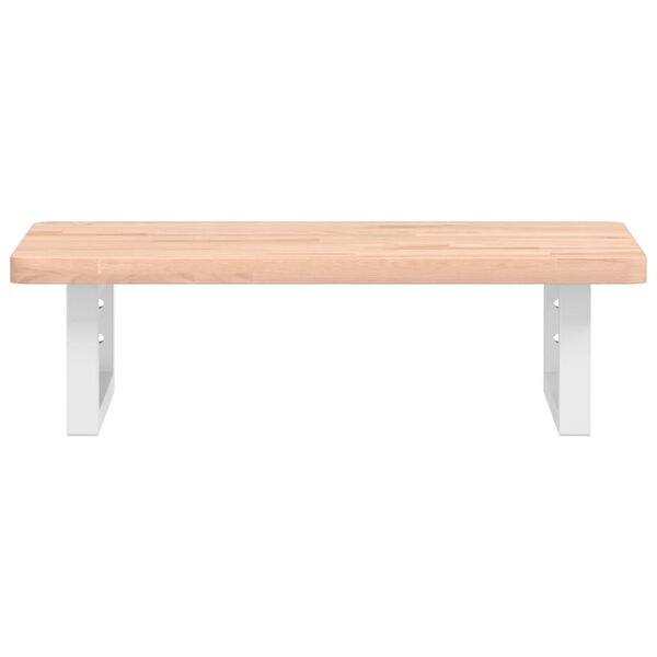 vidaXL Стенен рафт за мивка, стомана и масивно дърво бук