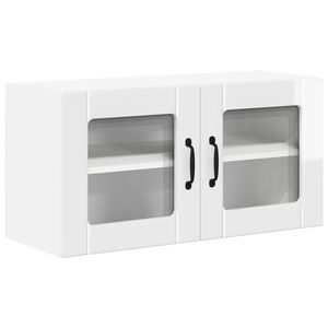 vidaXL Стенен стъклен шкаф LUCCA Бял гланц 80 x 31 x 40 см