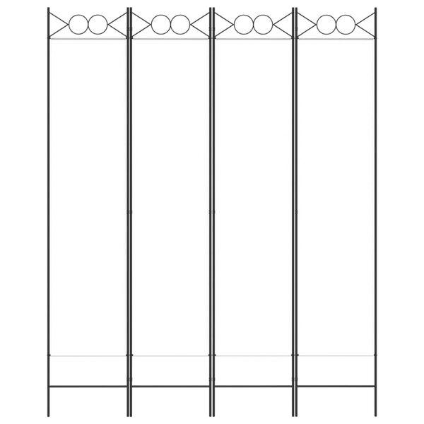 vidaXL Параван за стая, 4 панела, бял, 160x200 см, текстил