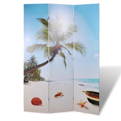 vidaXL Сгъваем параван за стая, 120x170 см, плаж
