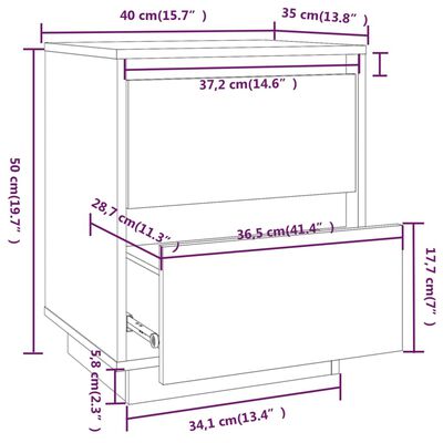 vidaXL Нощни шкафчета, 2 бр, меденокафяви, 40x35x50 см, бор масив