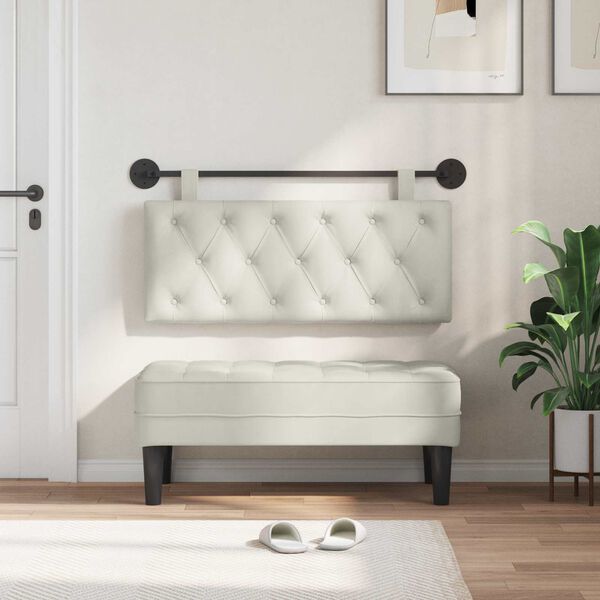 vidaXL Висяща табла Монтиране на стена Крем 110 x 55 x 7 см Кадифе