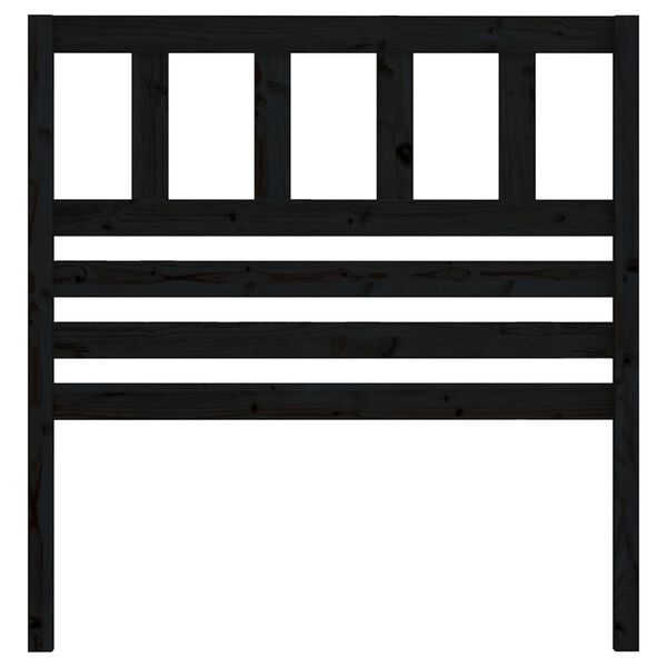 vidaXL Горна табла за легло, черна, 81x4x100 см, бор масив