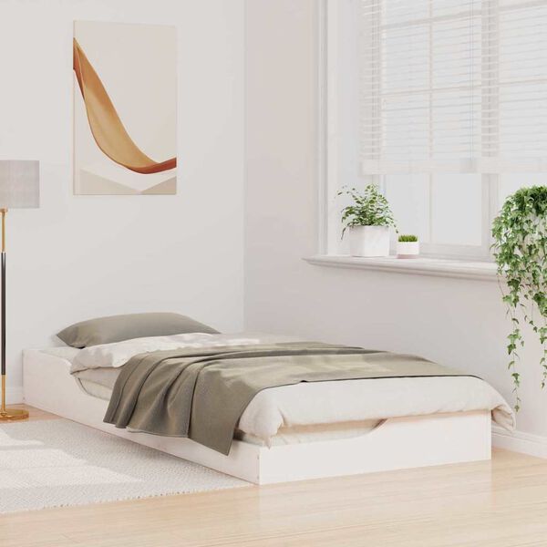 vidaXL Рамка за легло Бяло 80 x 210 cm Солидно борово дърво