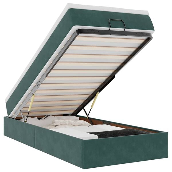 vidaXL Османска легло с матрак, тъмнозелено, 80x200 см, кадифе