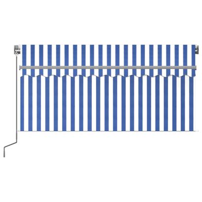 vidaXL Ръчно прибиращ се сенник с щора, 3x2,5 м, синьо и бяло