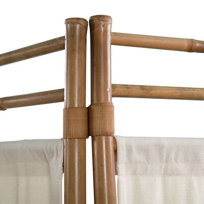 vidaXL Сгъваем 5-панелен параван за стая, бамбук и текстил, 200 cм