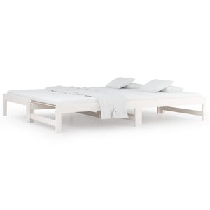 vidaXL Разтегателно дневно легло, без матрак, бяло, 2x(90x200) см