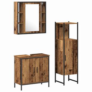 vidaXL Комплект мебели за баня 3 бр. Кафяво 33 x 33 x 120,5 см