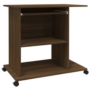 vidaXL Компютърно бюро, кафяв дъб, 80x50x75 см, инженерно дърво