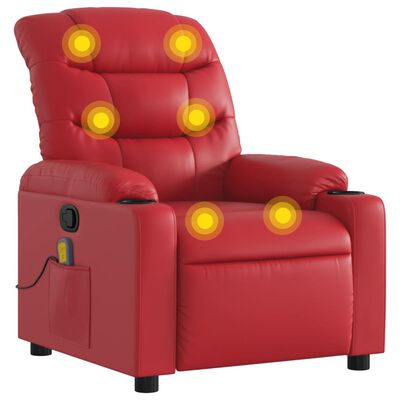 vidaXL Масажен реклайнер стол, червен, изкуствена кожа