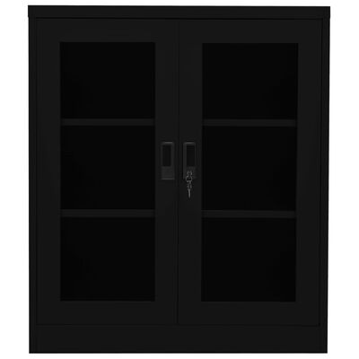 vidaXL Офис шкаф, черен, 90x40x105 см, стомана