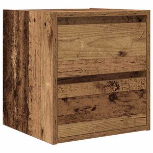vidaXL Нощно шкафче за стенен монтаж, старо дърво, 38x34x40 см