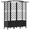 vidaXL Повдигнато легло с решетка и покривка Черно 163 x 40 x 144 см