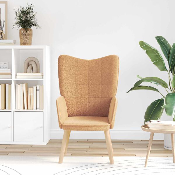 vidaXL фотьойл Бежово 62 x 67 x 95,5 см Тъкан Шерпа