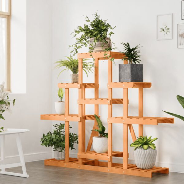 vidaXL Поставка за цветя, 110x25x96 см, масивна ела