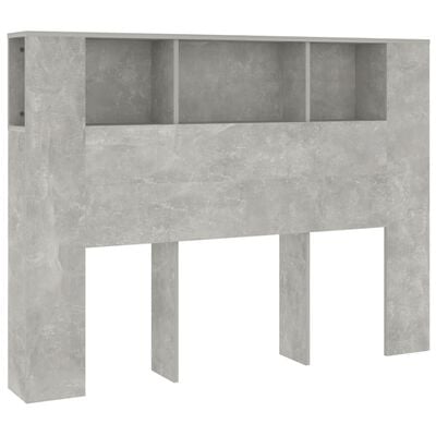 vidaXL Табла за легло тип шкаф, бетонно сива, 140x18,5x104,5 см