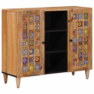 vidaXL Служебен шкаф Естествен 90 x 33 x 75 см Солидно мангово дърво