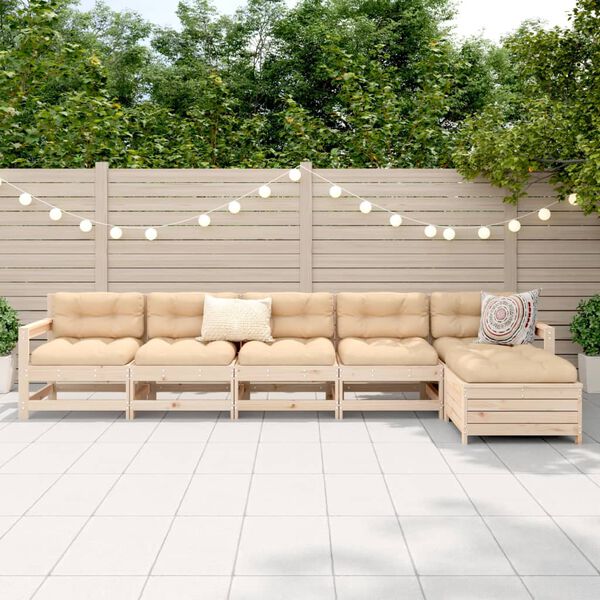 vidaXL Градински комплект диван от 6 части, бор масив