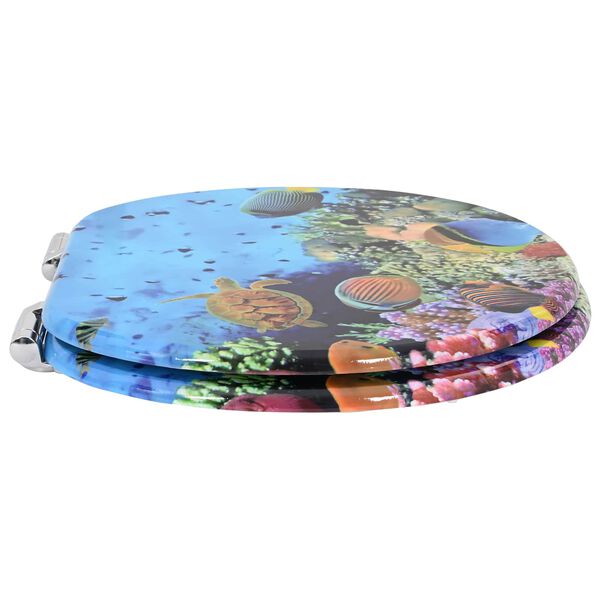 vidaXL Мека затваряща се тоалетна седалка Дълбокосиньо море 44 x 38 см