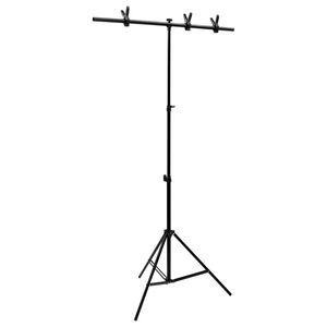 vidaXL T-образна стойка за фон, черна, 91x60x(70-200) см