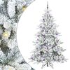 vidaXL Изкуствено коледно дърво с хингед Бяло 210 cm PVC и стомана