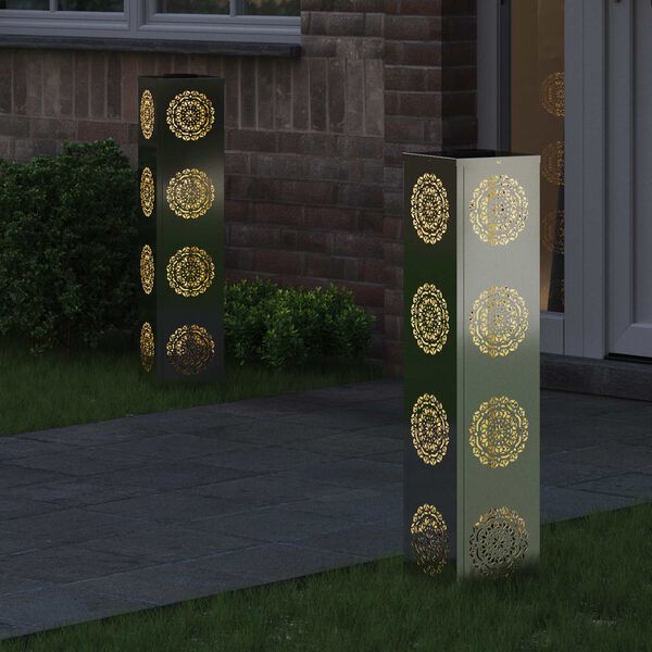 vidaXL Соларна LED светлина за пътека 2 pcs Сребрист