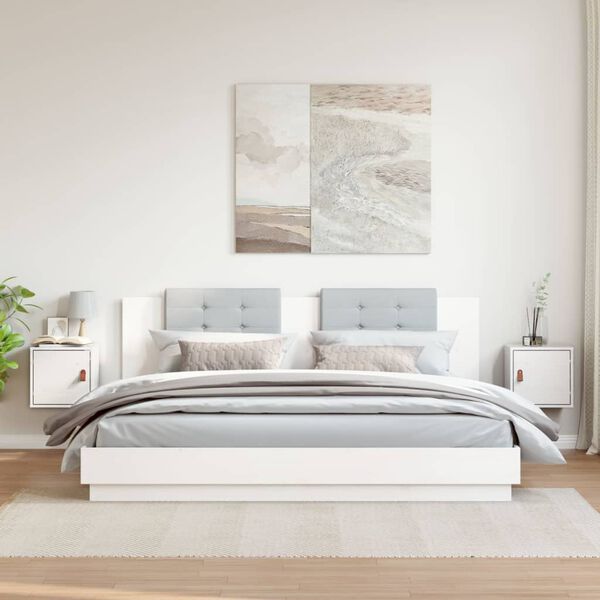 vidaXL Стенни шкафове, 2 бр, бели, 31,5x30x30 см, бор масив