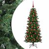 vidaXL Изкуствена коледна елха с топки 120 см 150 LED светодиода