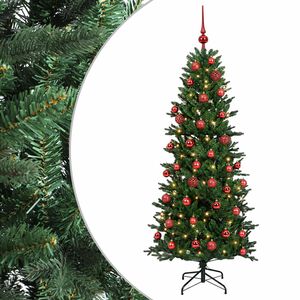 vidaXL Изкуствена коледна елха с топки 120 см 150 LED светодиода