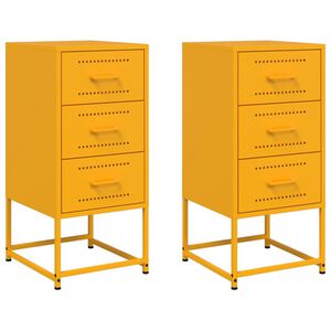vidaXL Нощни шкафчета 2 бр горчица жълто 36x39x78 см стомана