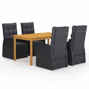 vidaXL Градински трапезен комплект, 5 части, черен