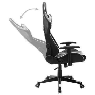 vidaXL Геймърски стол, черно и бяло, изкуствена кожа