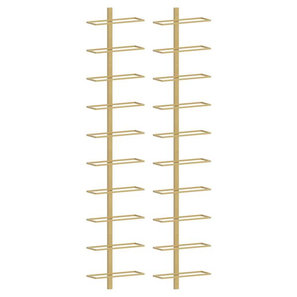 vidaXL Стенни стойки за вино за 10 бутилки 2 бр златисти метални