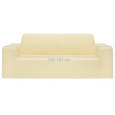 vidaXL Разтеглив калъф за 2-местен диван, кремав, полиестерно жарсе