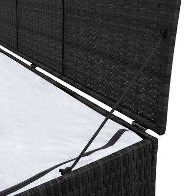 vidaXL Градински сандък за съхранение, черен, 150x50x60 см, полиратан