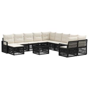 vidaXL Градински Софа Комплект 12 pcs Черно полиратан